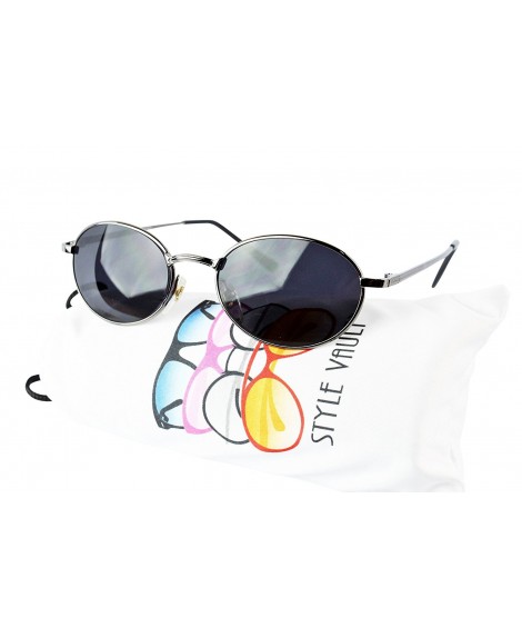 John Lennon Hipster Fashion Sunglasses Small Metal Round Circle Elton Style  - Purple and Silver Clear - CU18I2UQRTO