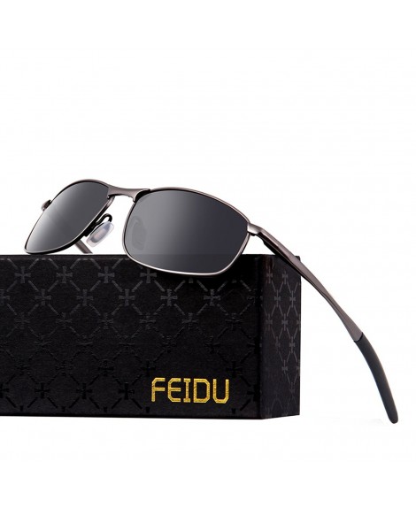  FEIDU Polarized Sport Mens Sunglasses HD Lens Metal Frame  Driving Shades FD 9005 (Black /Gun, 2.24): Sunglasses