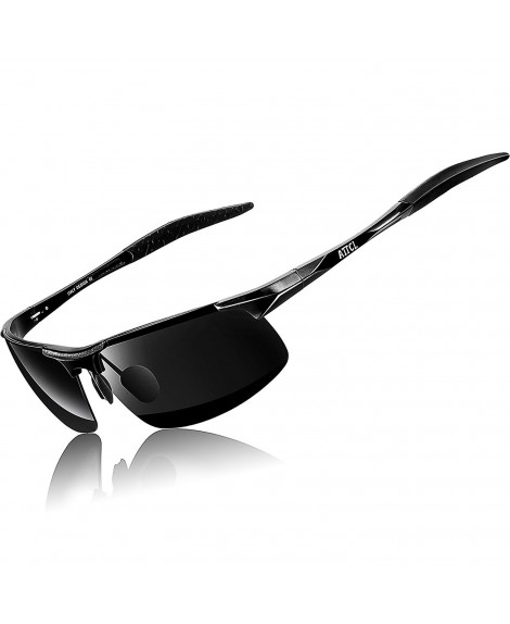  ATTCL Men's HOT Fashion Driving Polarized Sunglasses for Men  Al-Mg Metal Frame Ultra Light (Black1,8177): Sungla